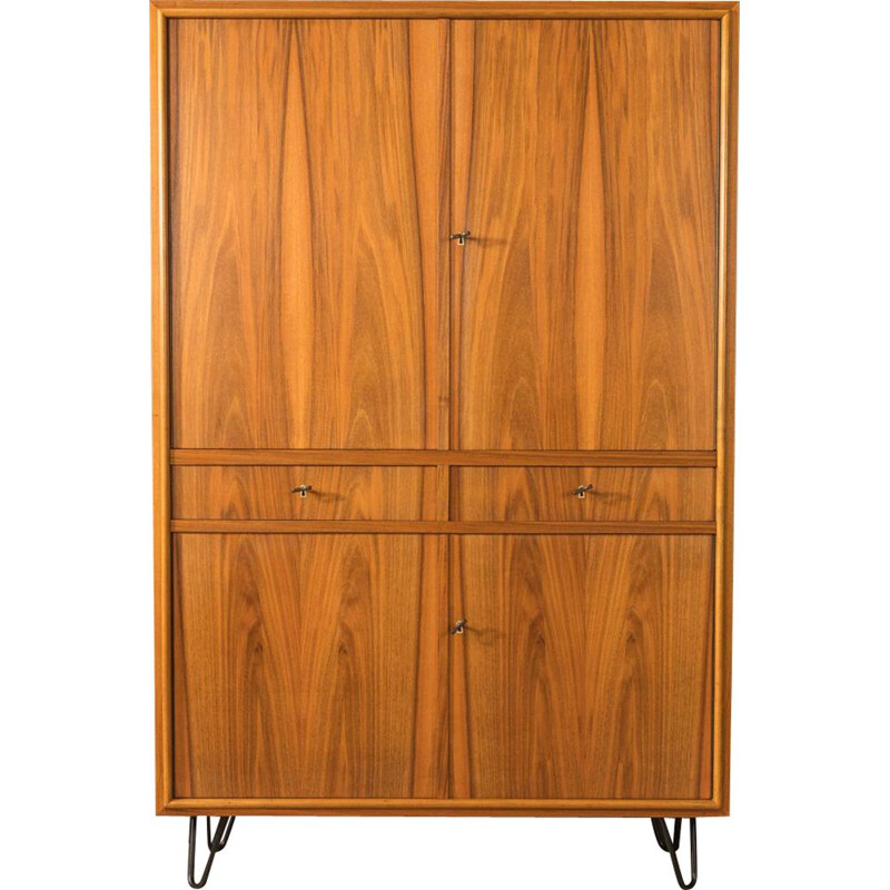 Vintage walnut cabinet with four doors, Germany 1960s