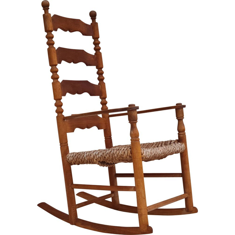 Danish vintage rockingchair in oak wood, 1960s