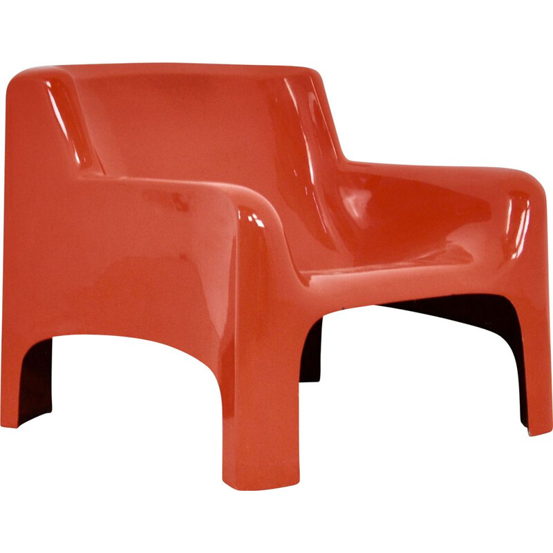 Red Solar Lounge vintage armchair by Carlo Bartali for Arflex, 1960