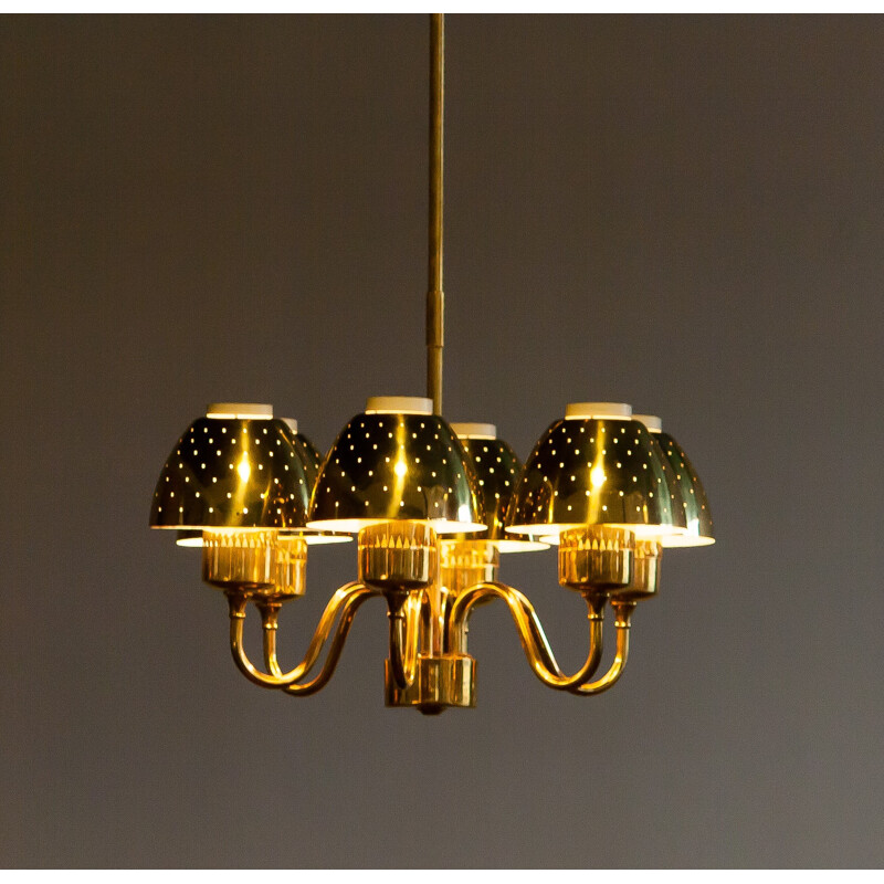 Scandinavian brass chandelier, Hans AGNE JAKOBSSON - 1960s