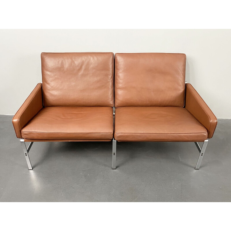 Vintage 2-seater sofa in brown leather by Preben Fabricius & Jørgen Kastholm for Kill International