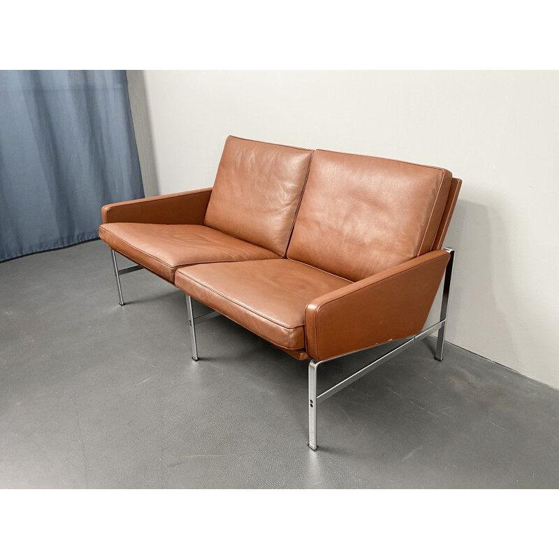 Vintage 2-seater sofa in brown leather by Preben Fabricius & Jørgen Kastholm for Kill International