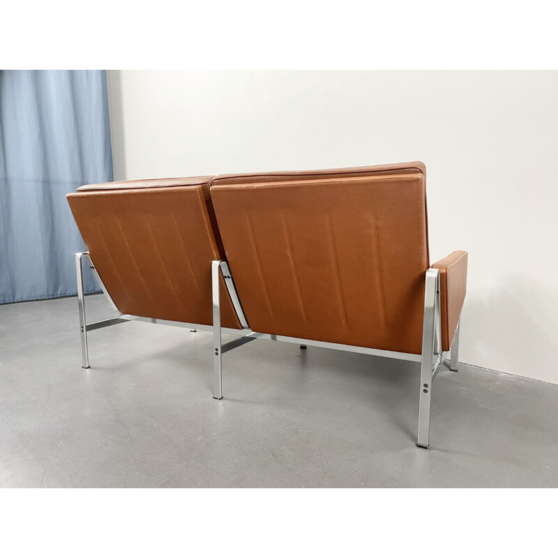 Vintage 2-seater sofa in brown leather by Preben Fabricius & Jørgen Kastholm for Kill International