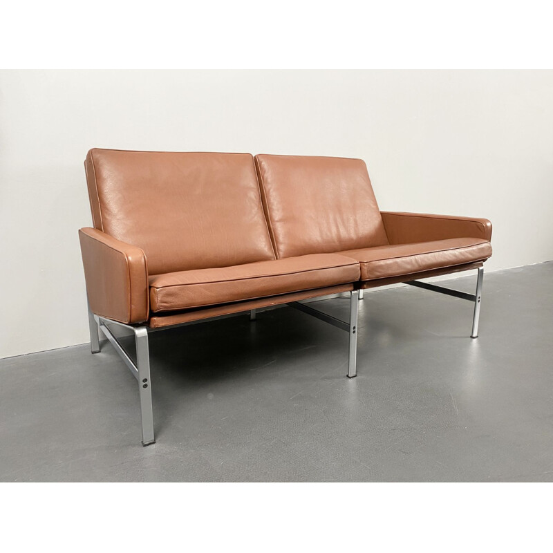 Vintage 2-seater sofa in brown leather by Preben Fabricius & Jørgen Kastholm for Kill International