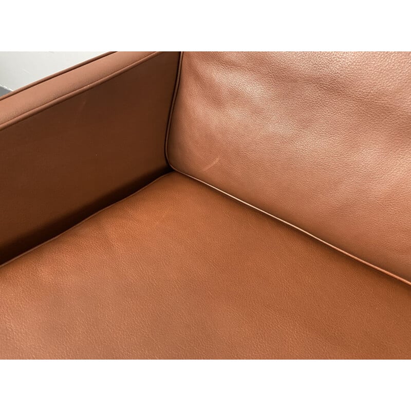 Canapé 2 places vintage en cuir brun par Preben Fabricius & Jørgen Kastholm pour Kill International