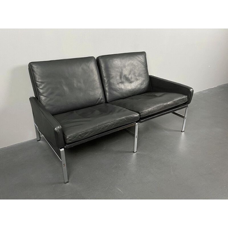 Vintage 2-Sitzer-Sofa aus schwarzem Leder von Preben Fabricius