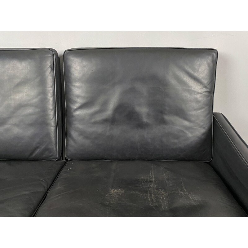 Vintage 2-seater sofa in black leather by Preben Fabricius & Jørgen Kastholm for Kill International