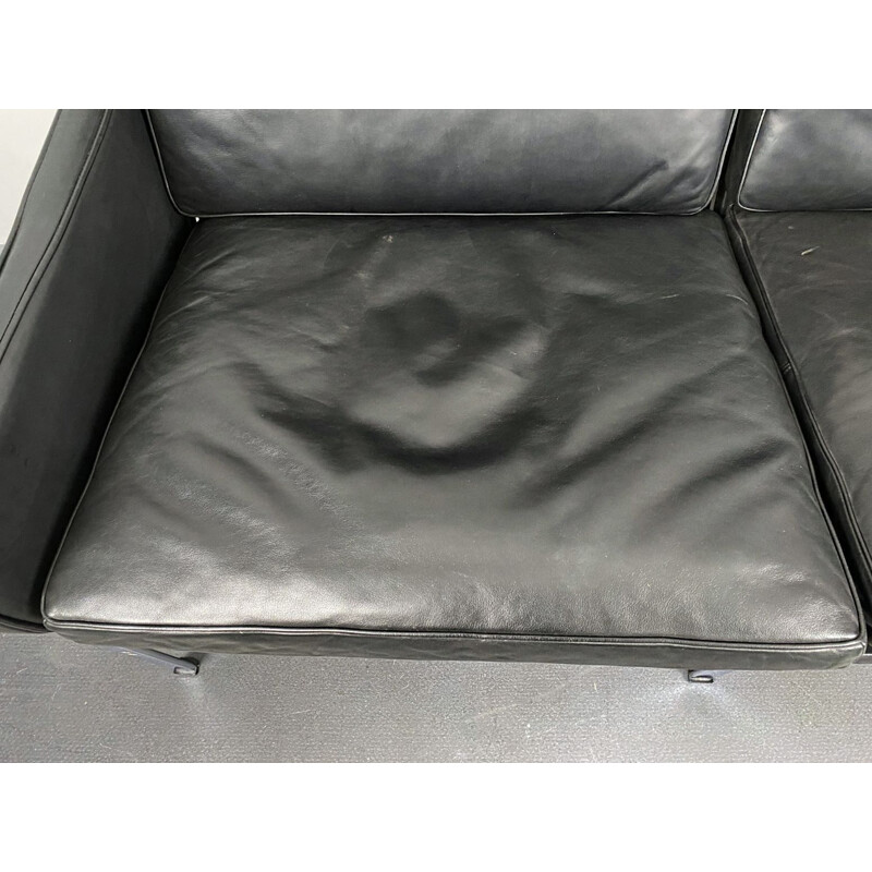 Vintage 2-Sitzer-Sofa aus schwarzem Leder von Preben Fabricius
