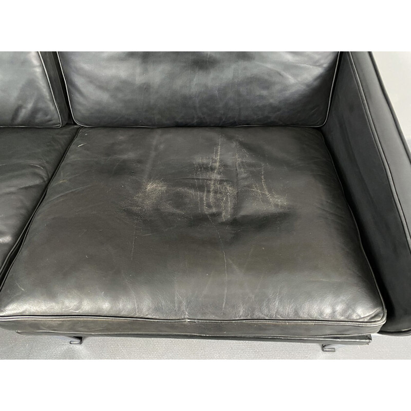 Vintage 2-seater sofa in black leather by Preben Fabricius & Jørgen Kastholm for Kill International