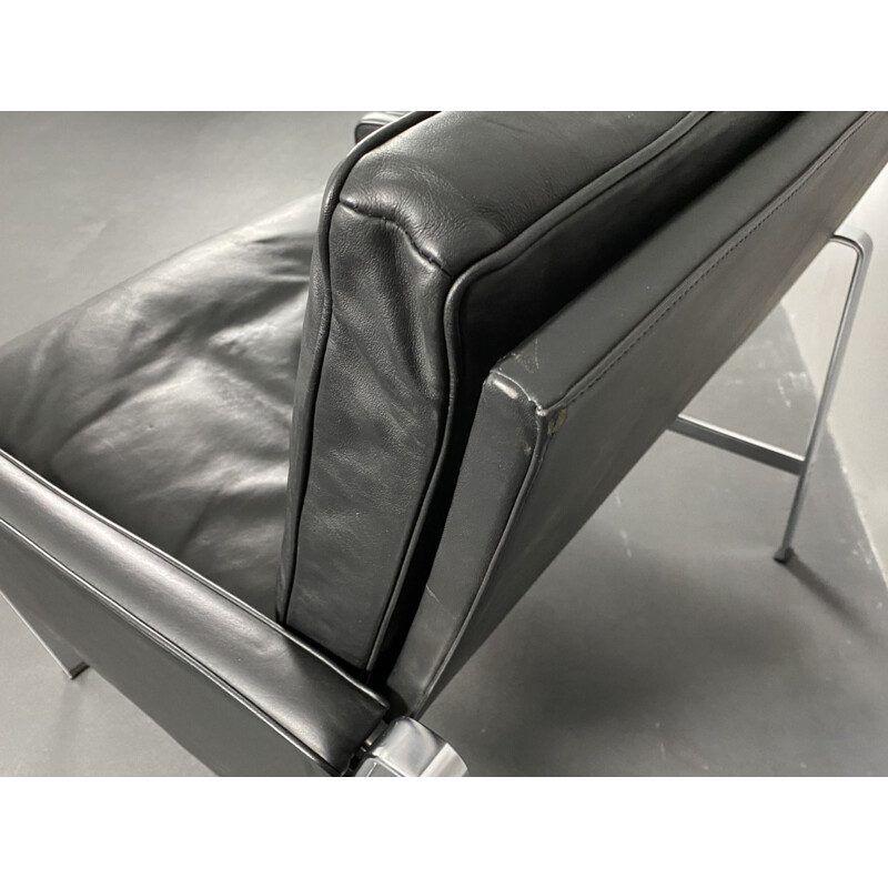 Vintage zwart lederen fauteuil van Preben Fabricius