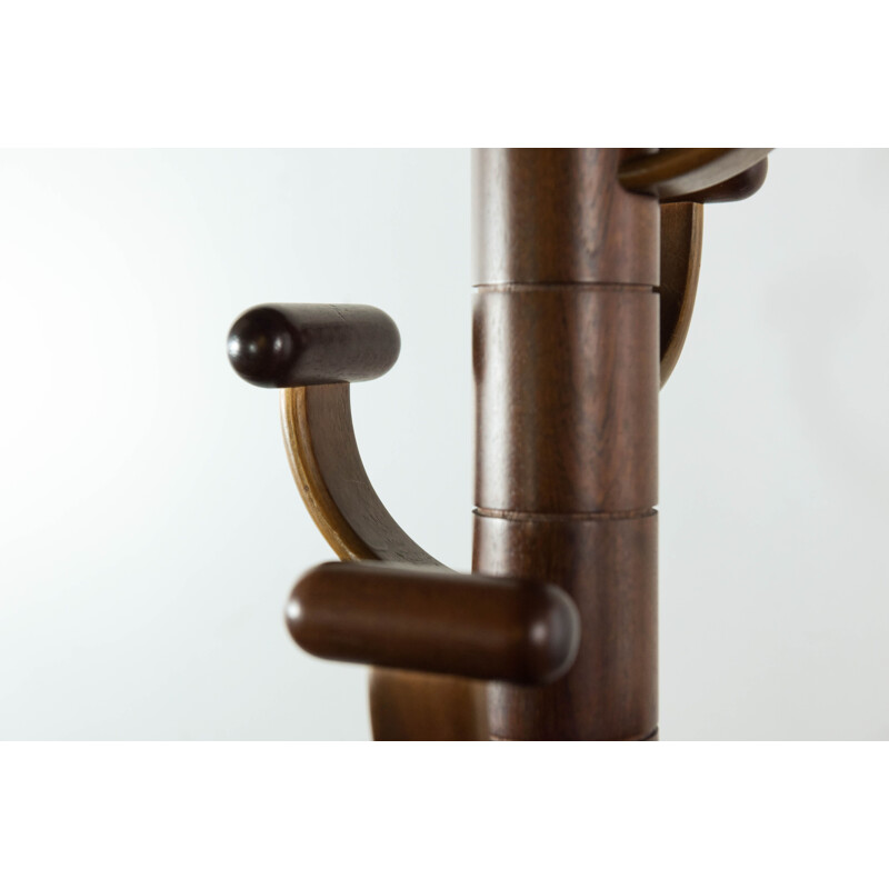 Vintage coat rack in wood with rotating upper part