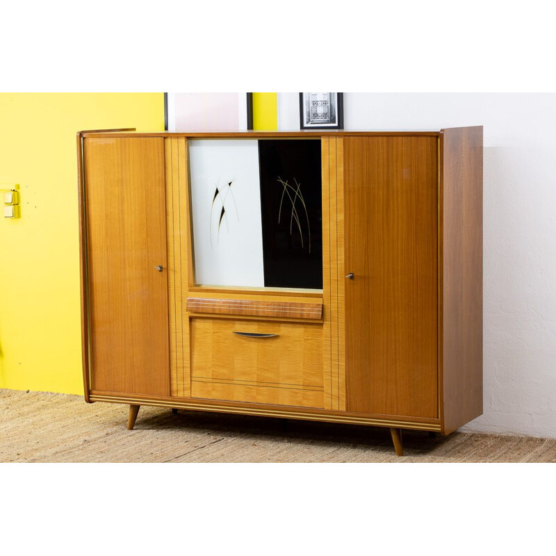 Scandinavian vintage light wood cabinet with two doors, 1960