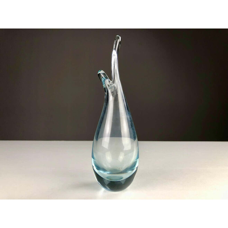 Vintage vaso de vidro soprado à mão por Per Lütken para Holmegaard, Dinamarca 1950