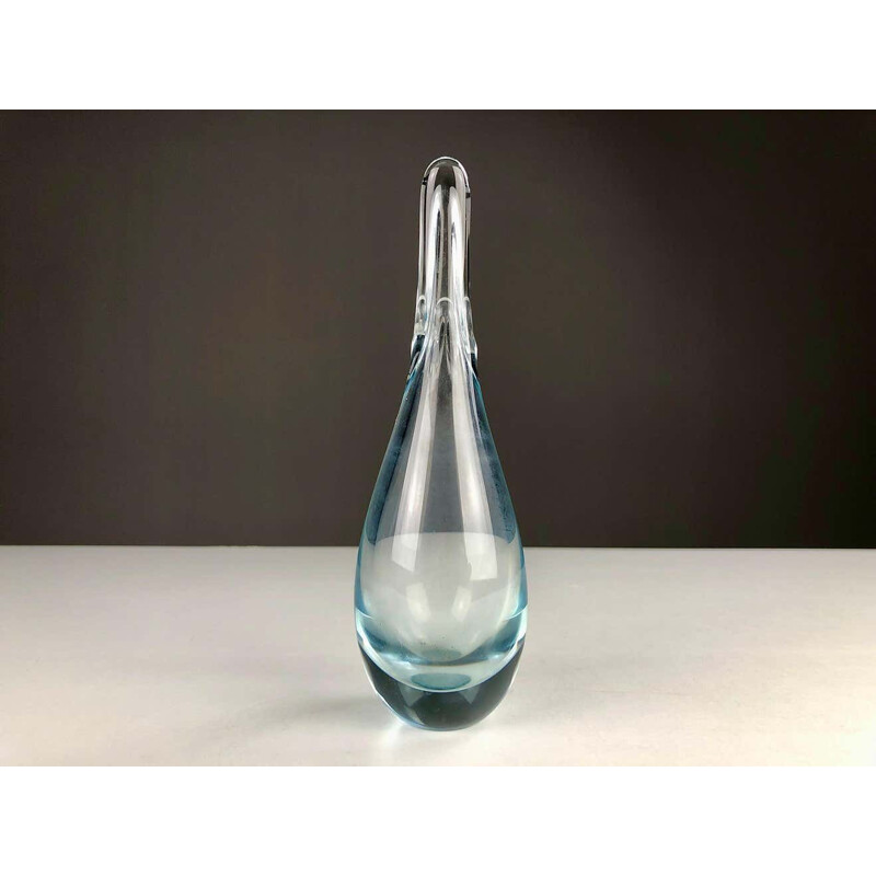 Vintage vaso de vidro soprado à mão por Per Lütken para Holmegaard, Dinamarca 1950