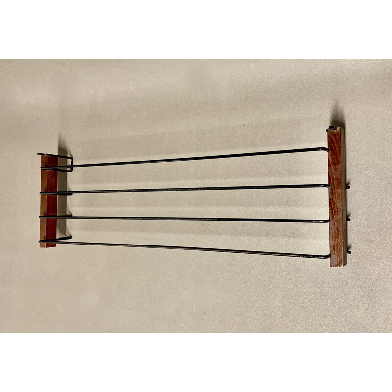 Vintage coat rack with teak mirror, 1950