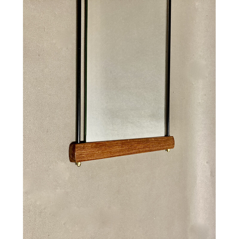 Vintage coat rack with teak mirror, 1950