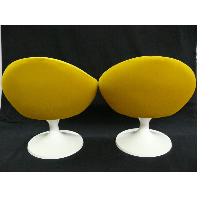 Pair of kid armchairs with mustard fabric - 1960s