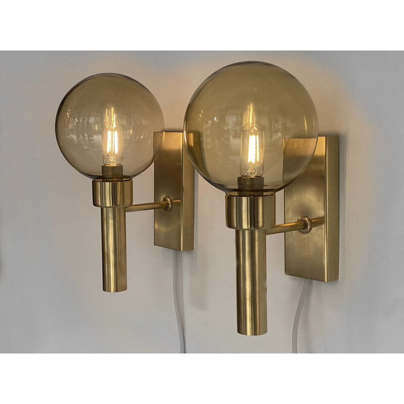 Pair of vintage wall lamps "Bodegalampet" by Vitrika, Denmark 1970s