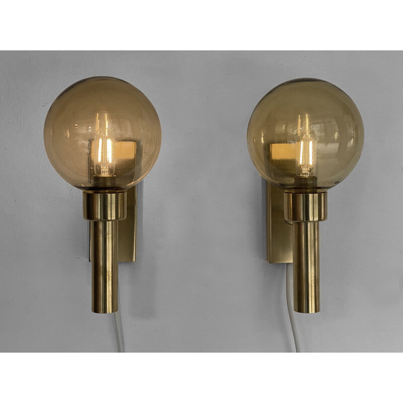 Pair of vintage wall lamps "Bodegalampet" by Vitrika, Denmark 1970s