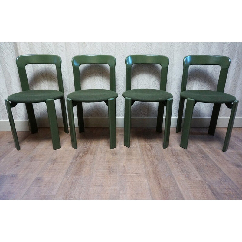 Set of 4 vintage model 33 stacking chairs by Bruno Rey, 1970s