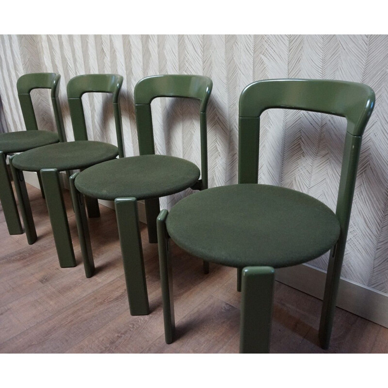 Set of 4 vintage model 33 stacking chairs by Bruno Rey, 1970s