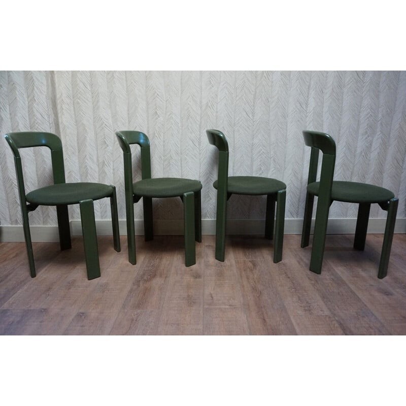 Set of 4 vintage model 33 stacking chairs by Bruno Rey, 1970s