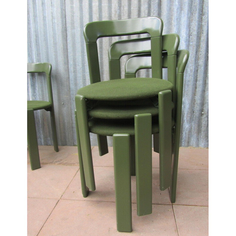 Set of 4 vintage model 33 stacking chairs by Bruno Rey, 1970s