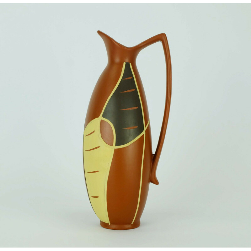 Mid century vase in organic shape and decor by Sawa-Keramik, 1950s