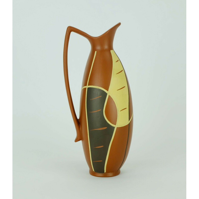 Mid century vase in organic shape and decor by Sawa-Keramik, 1950s
