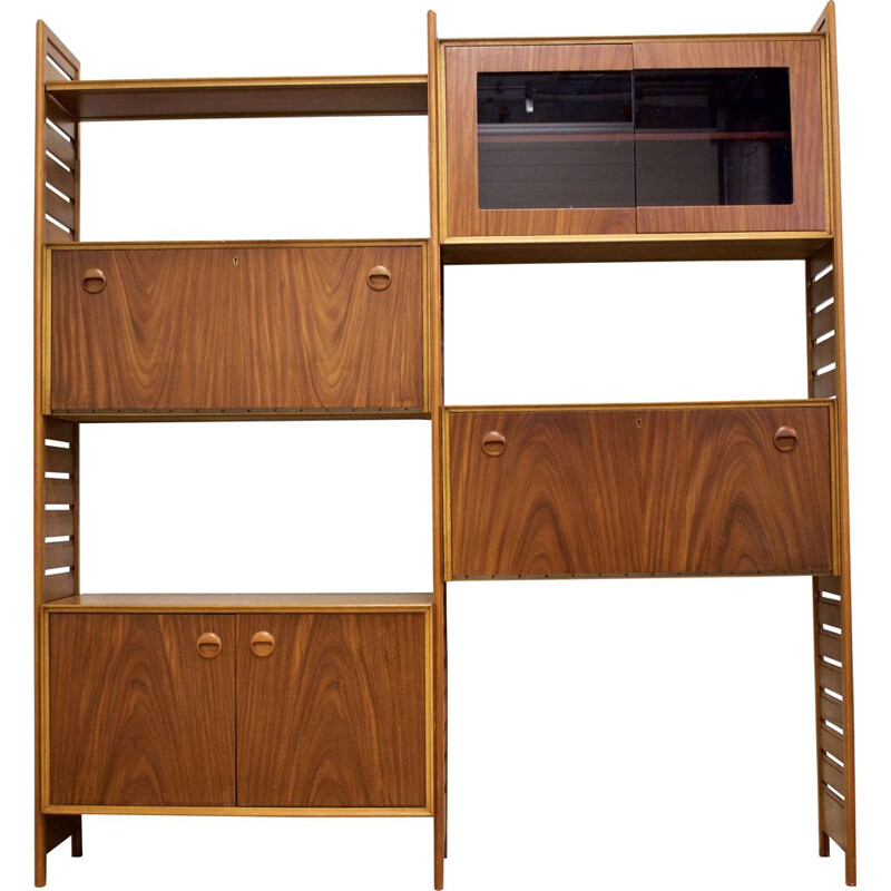 Mid-century teak wall system by Ladderax, UK 1970s