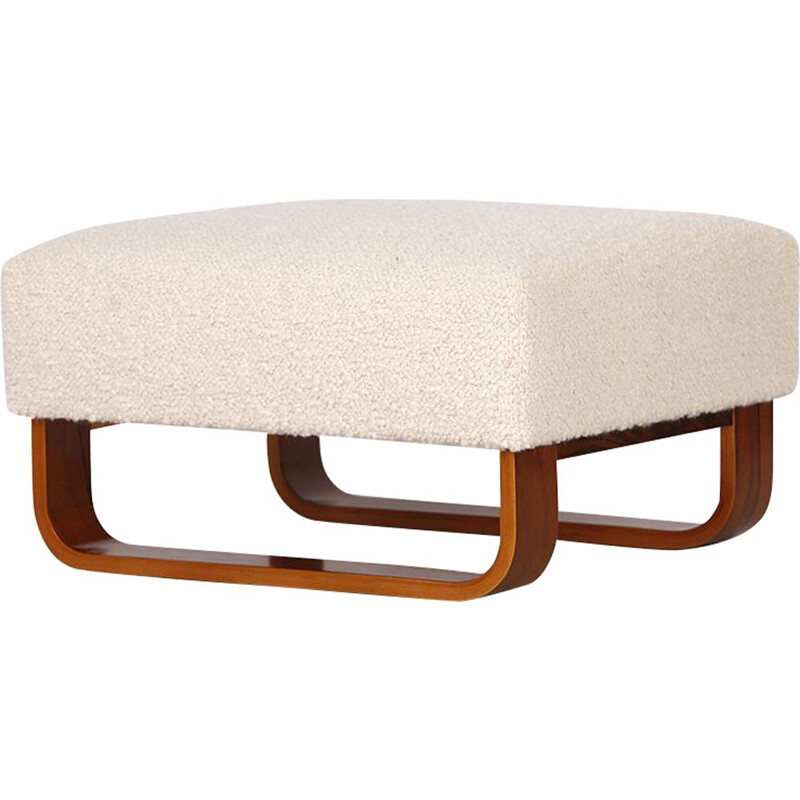 Boucle and bench vintage footrest, Czechoslovakia 1960s