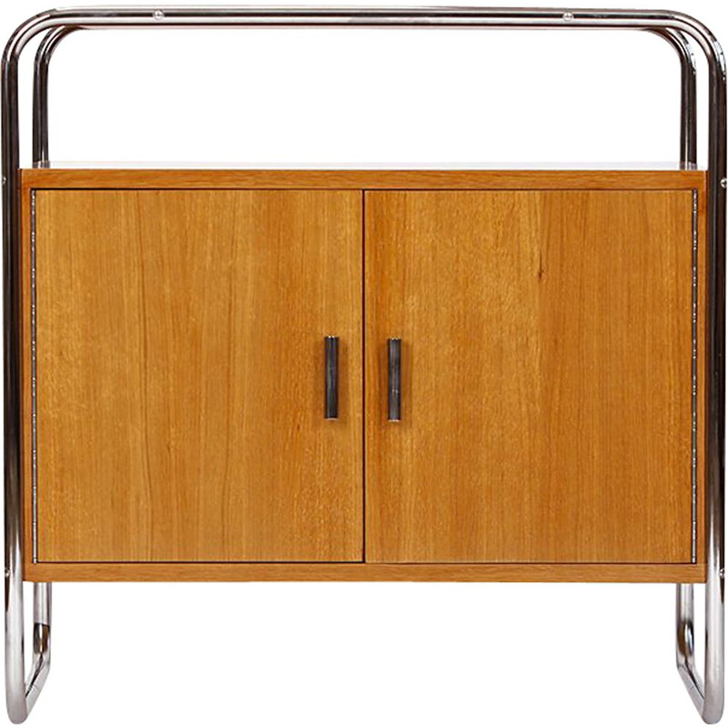 Credenza vintage in tubolare d'acciaio e rovere per Tschechisches Wohndesign