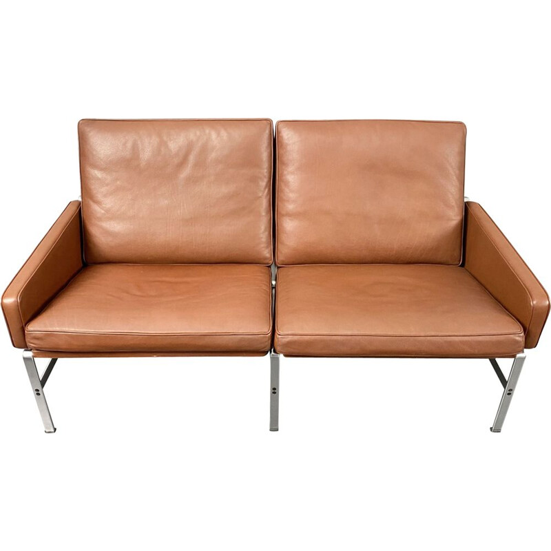 Vintage 2-Sitzer-Sofa aus braunem Leder von Preben Fabricius