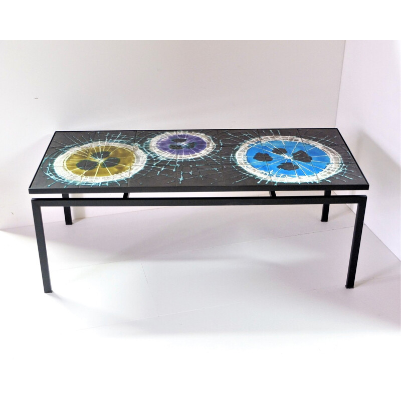 Vintage coffee table with ceramic top by J. Belarti, 1960