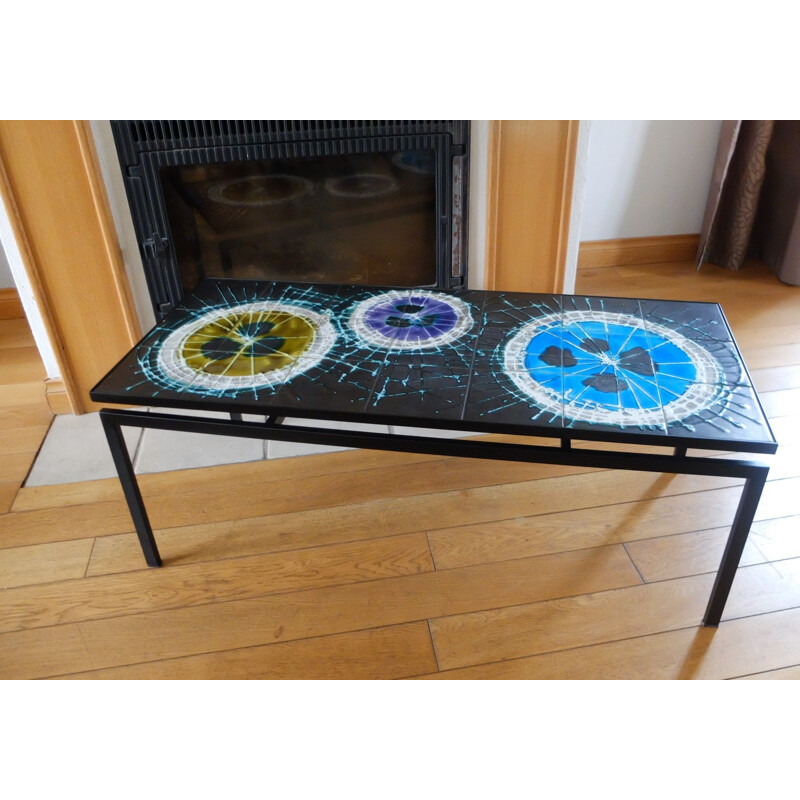 Vintage coffee table with ceramic top by J. Belarti, 1960
