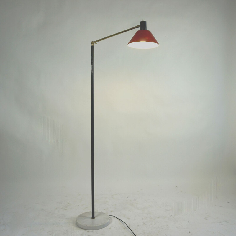 Vintage Italiaanse koperen vloerlamp van Stilux Milano, 1950
