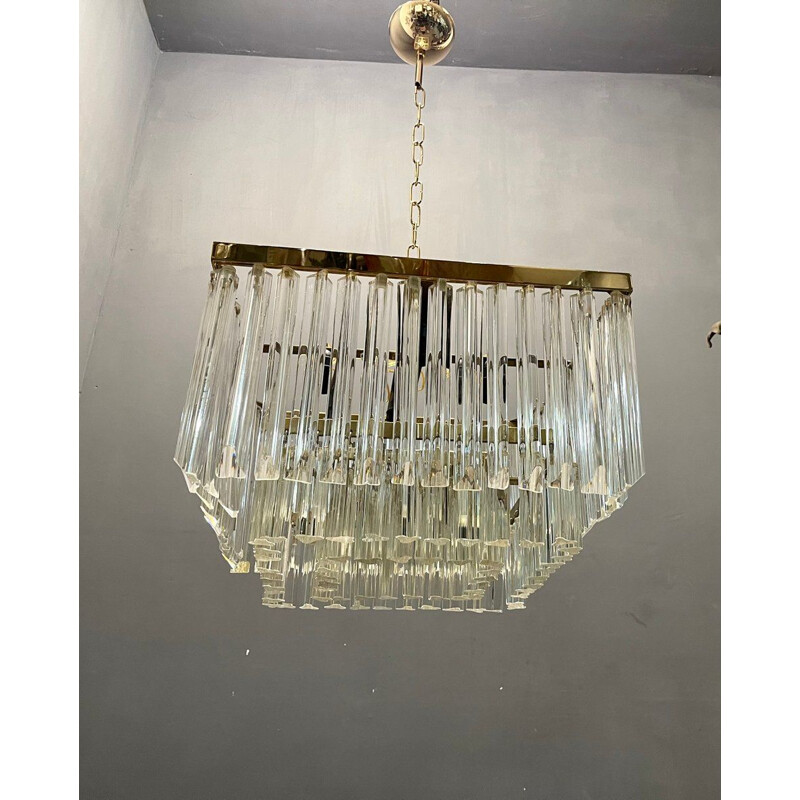 Vintage murano glass chandelier with prism, Italy