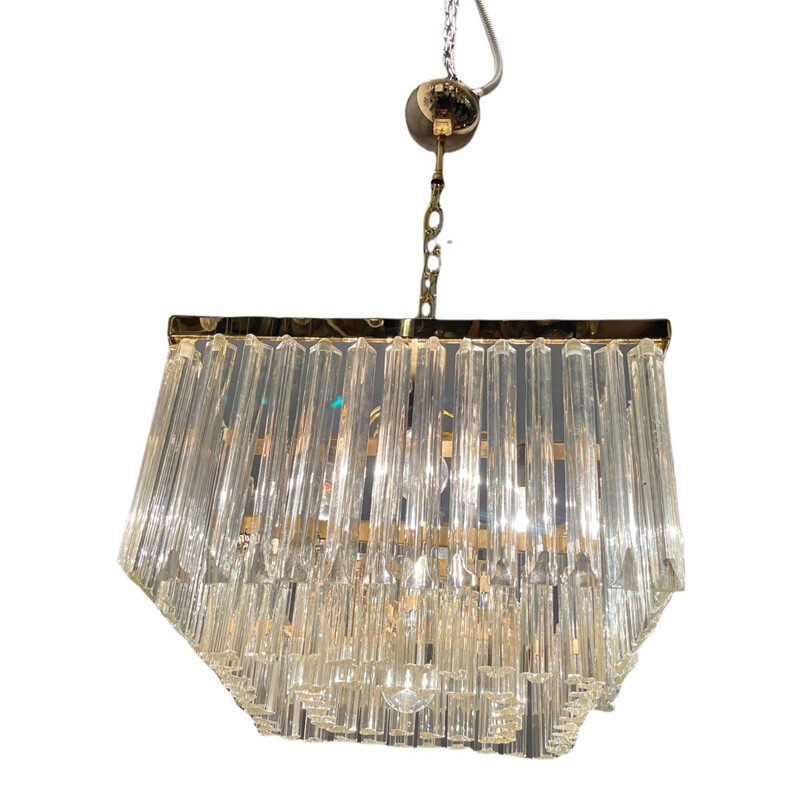 Vintage murano glass chandelier with prism, Italy