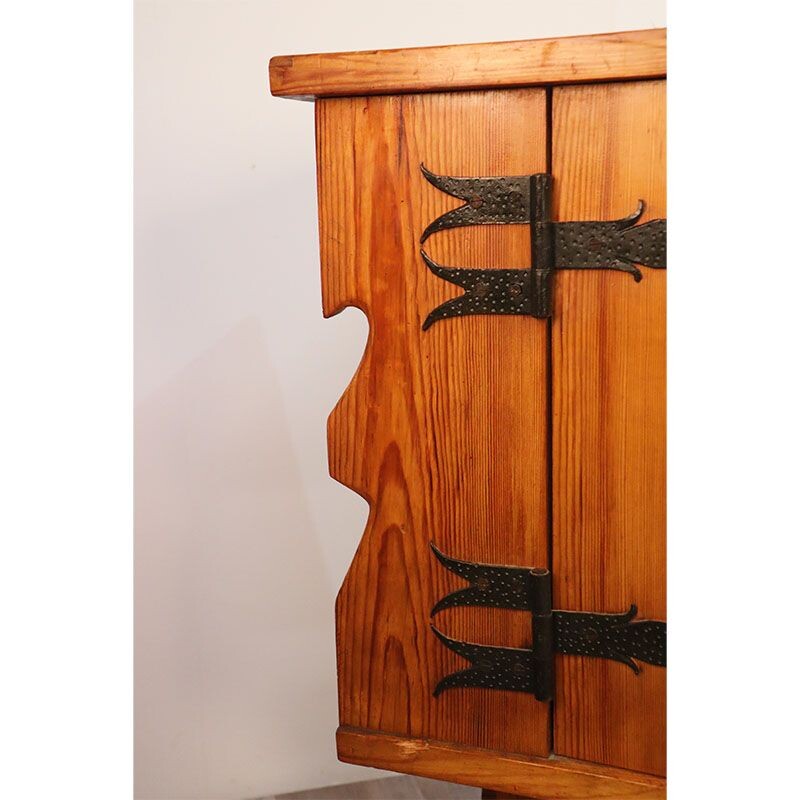 Buffet vintage brutaliste en bois massif, 1960