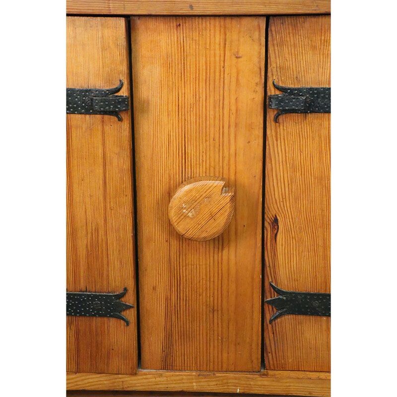 Vintage Brutalist solid wood highboard, 1960