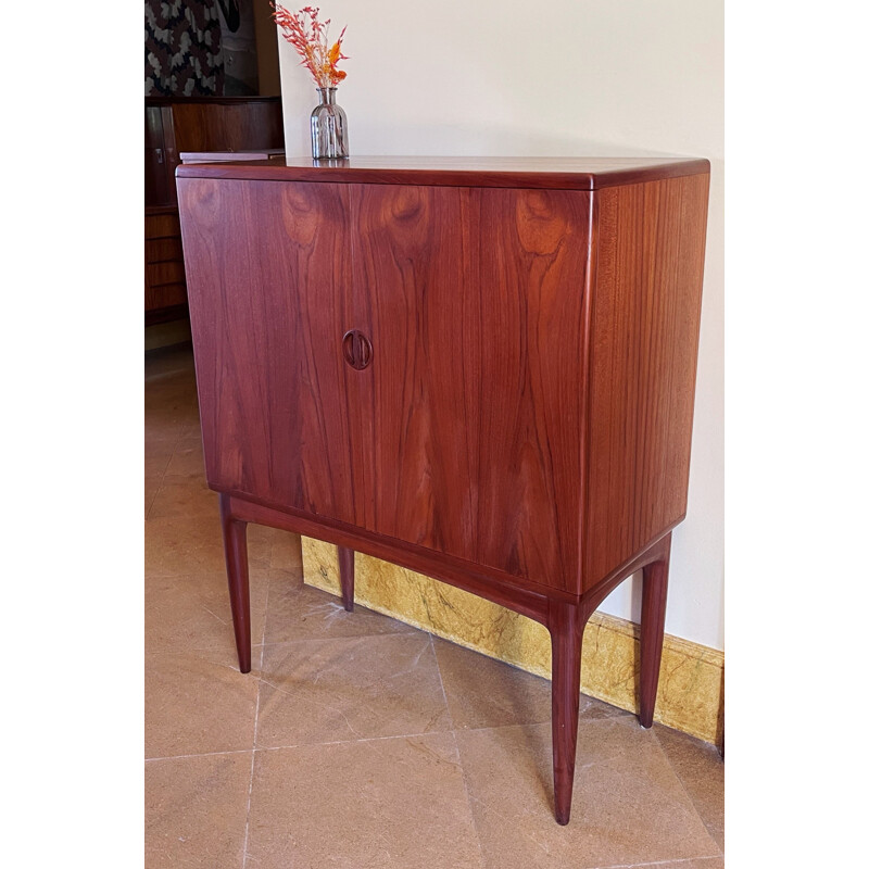 Credenza vintage scandinava in teak e opalina nera di Johannes Andersen per Samcom, 1960