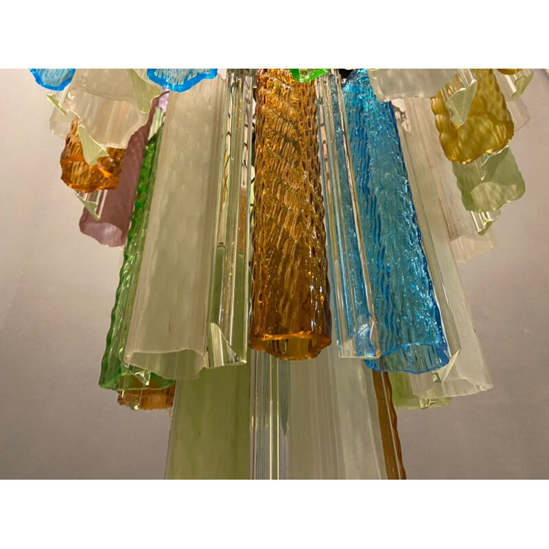 Italian vintage Murano glass multicoloured tube chandelier