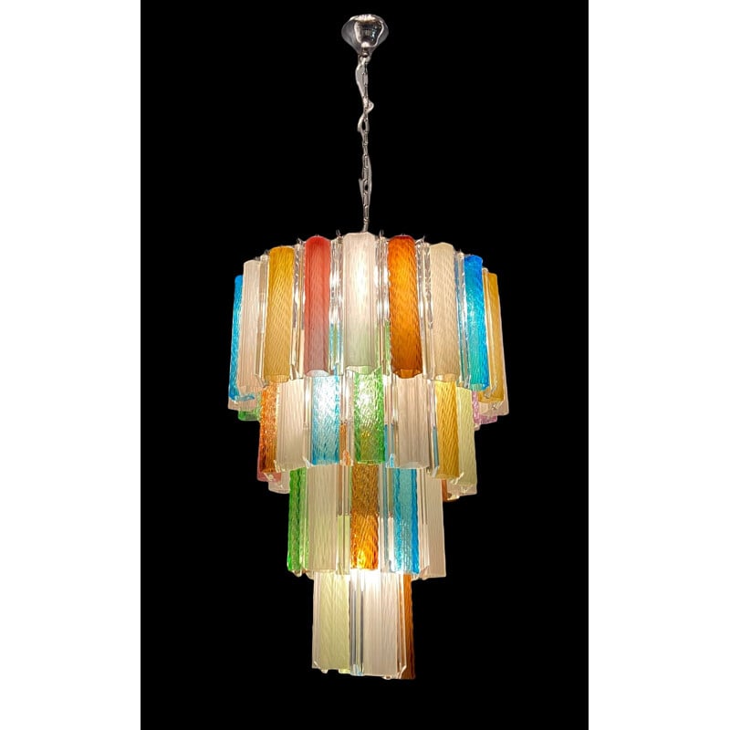 Italian vintage Murano glass multicoloured tube chandelier