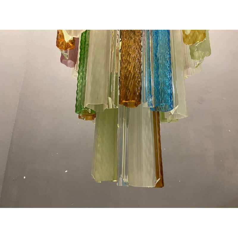 Italian vintage Murano glass multicoloured tube chandelier