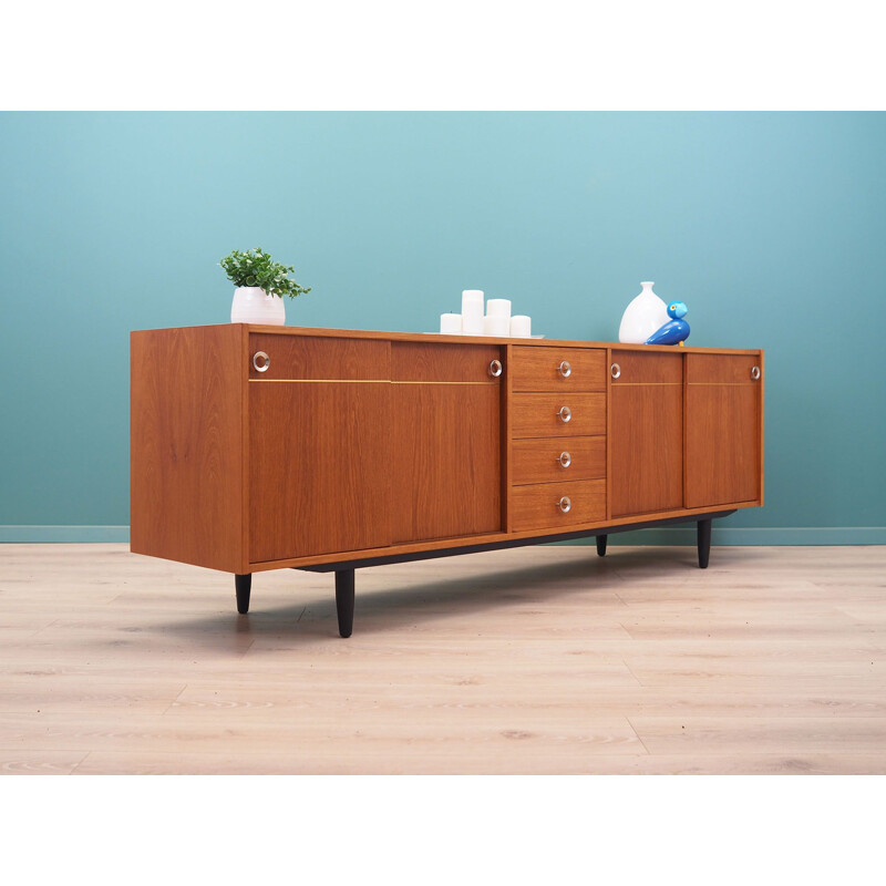 Teak vintage sideboard with sliding doors, Denmark 1970s