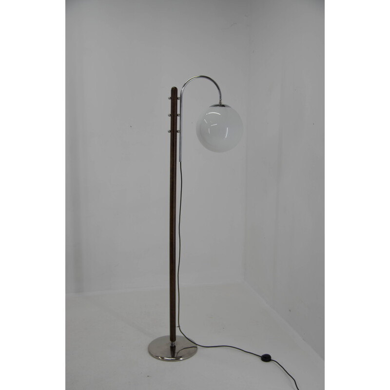 Art Deco vintage walnut floor lamp by Halabala, 1935