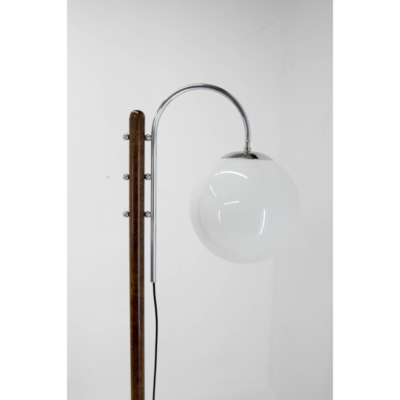 Art Deco vintage walnut floor lamp by Halabala, 1935