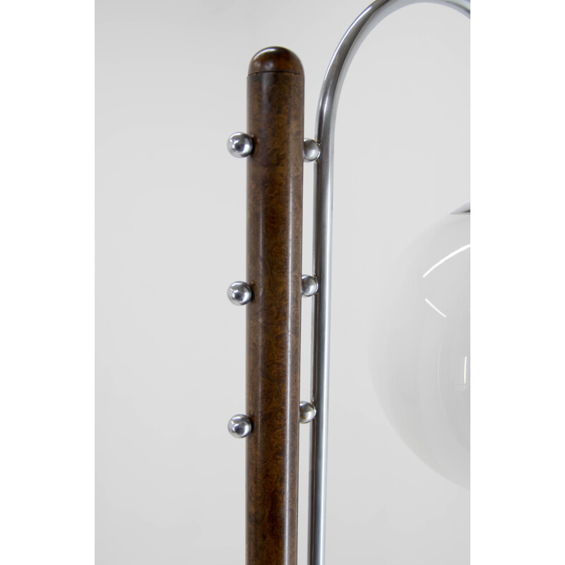 Art Deco vintage walnut floor lamp by Halabala, 1935