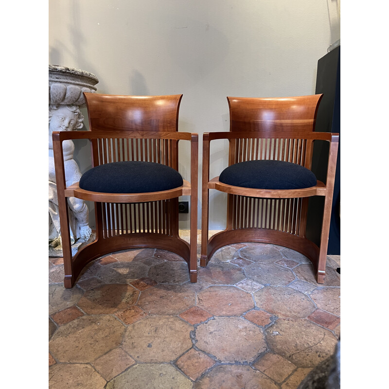 Pair of vintage armchairs by Frank Lloyd Wright, 1986