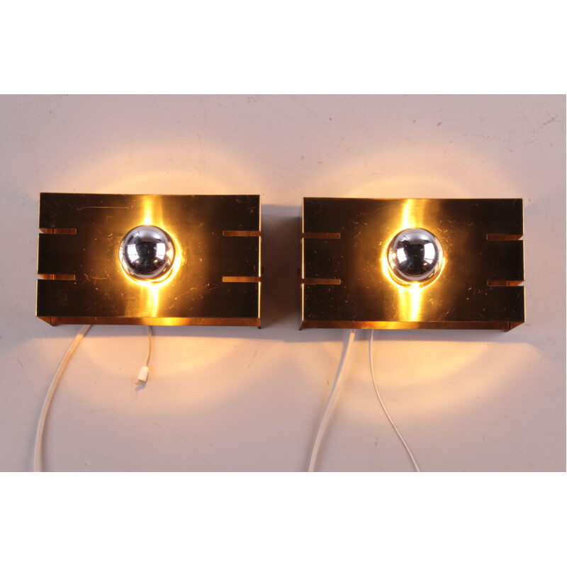 Pair of vintage Hollywood Regency wall lamps, 1960s